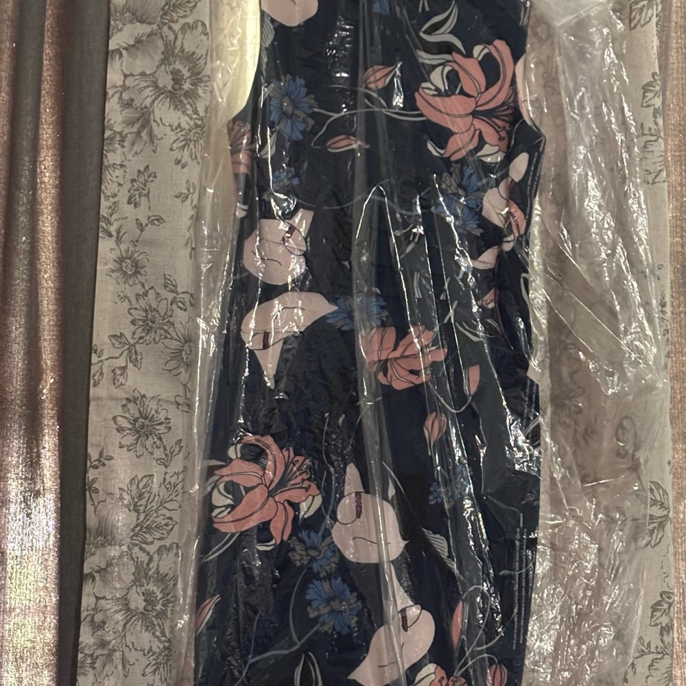 Ivanka Trump Floral Sleeveless Dress - Navy and Pink